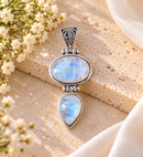 925 Sterling Silver Double Moonstone Pendant – 2 Inches