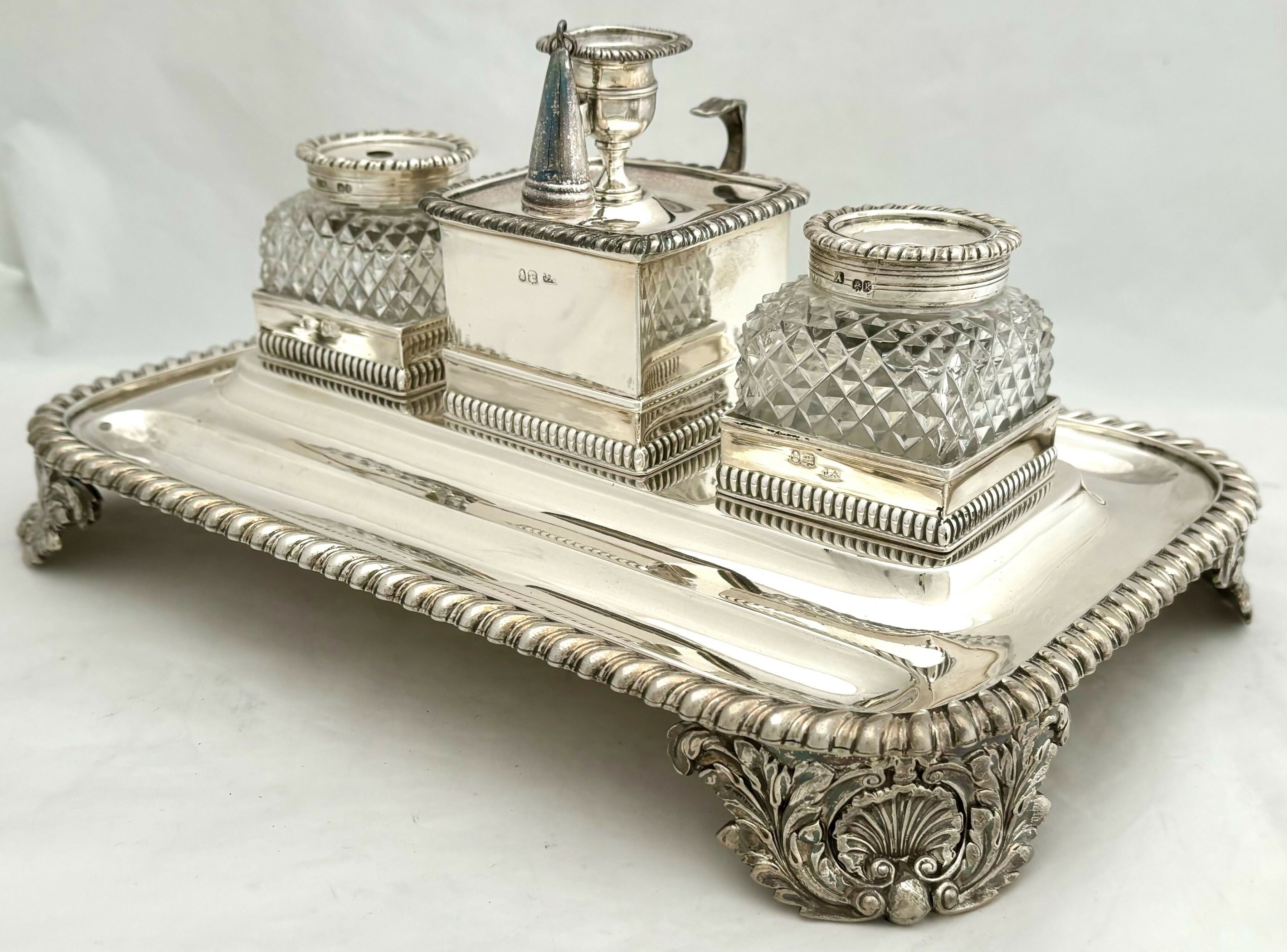 Georgian, George IV, Silver Inkstand. London 1825 Joseph Angell I. 50.
