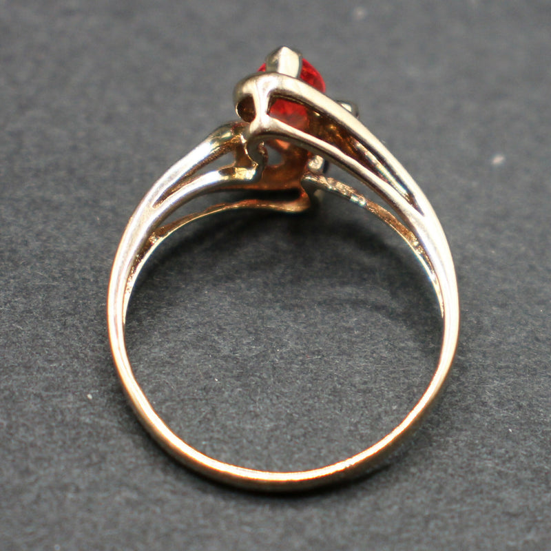 9ct gold marquis cut ruby crossover ring