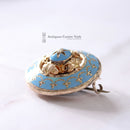 Victorian 9ct Blue Enamel & Pearl Brooch