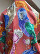 Vintage Swarovski Silk Scarf: Exotic Bird Crystal Design, Unused in Box