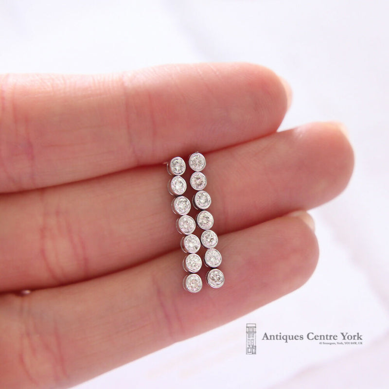Handmade 18ct White Gold Diamond Drop Earrings 0.77ct