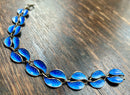 Modern Mid Century David Anderson Sterling Silver Gilt Cobalt Blue Enamel Leaf Bracelet