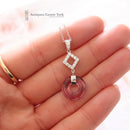 18ct White Gold Pink Tourmaline & Diamond Pendant