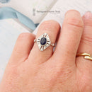 Art Deco Style Platinum Sapphire & Diamond Cluster