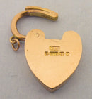 Edwardian Solid 9ct 9k Yellow Gold Heart Padlock Clasp Charm Pendant Bir 1908