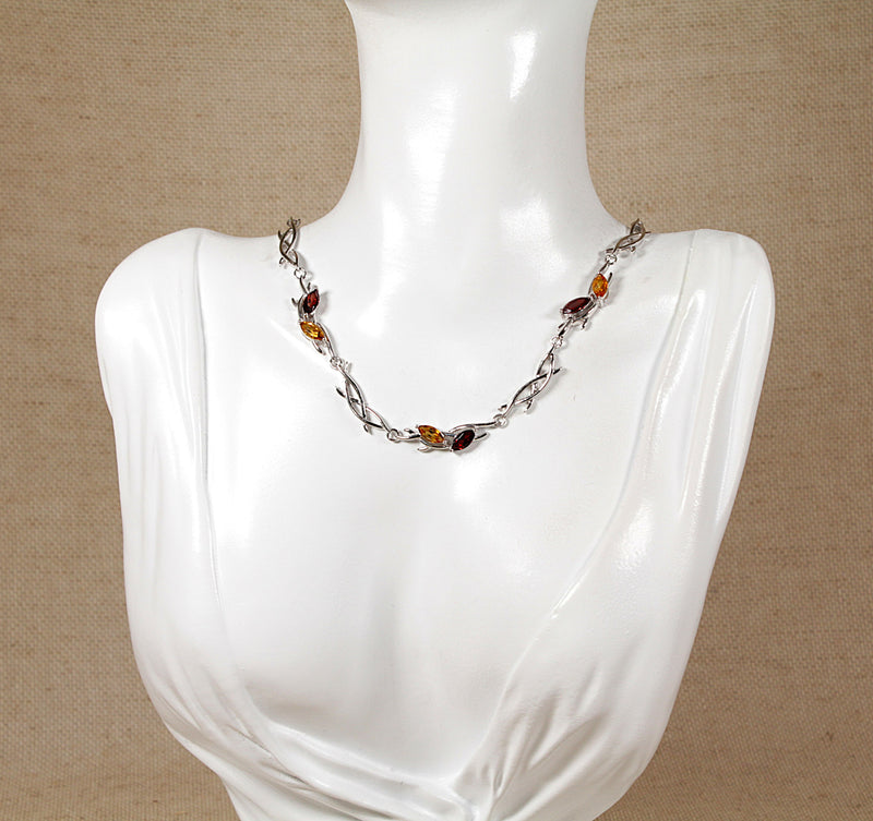 Silver Garnet and Citrine Necklace