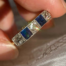18ct Art Deco Sapphire Old Cut Diamond Five Stone