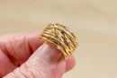 Amazing 9ct Gold & Diamond ‘Brutalist’ Style Statement Ring – Size W