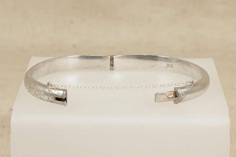 Vintage Silver Hinged Bangle