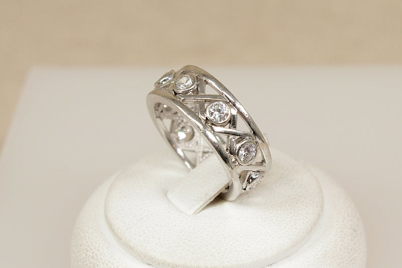 Silver & CZ Openwork Full Eternity Ring