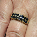 9ct gold two row blue spinel ring
