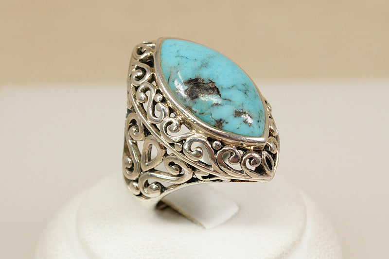 Silver & Large Turquoise Ring