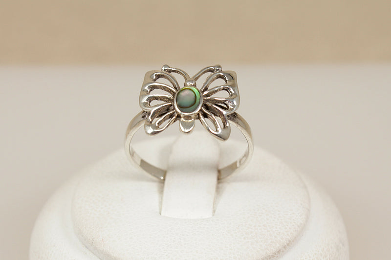 Silver & Abelone Butterfly Ring