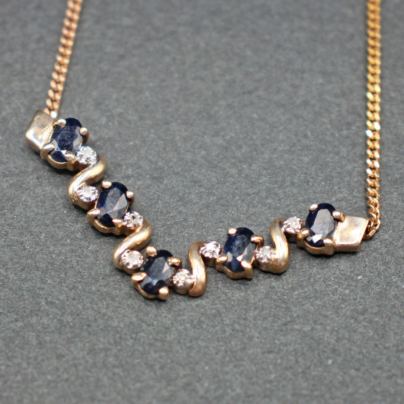 9ct gold Sapphire and Diamond necklace