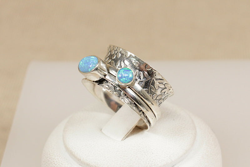 Silver & Opal Spinner Ring