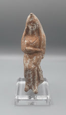 An Ancient Greek , Boeotian Region , Terracotta Statue Figure Of A Seated And Draped Goddess .