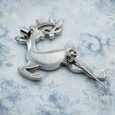 Silver Tone Reindeer Brooch