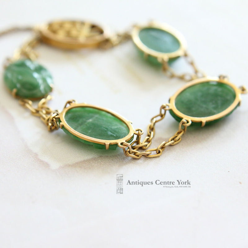 Chinese Vintage 14ct Jade Bracelet