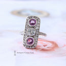 Art Deco Platinum Pink Sapphire & Diamond Ring