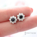 18ct White Gold Sapphire & Diamond Cluster Earrings