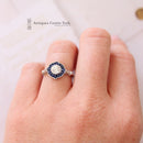 Art Deco Style 18ct White Gold Sapphire & Diamond Ring 0.66ct