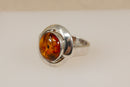 Vintage Large Sterling Silver & Baltic Amber Scandinavian Statement Ring