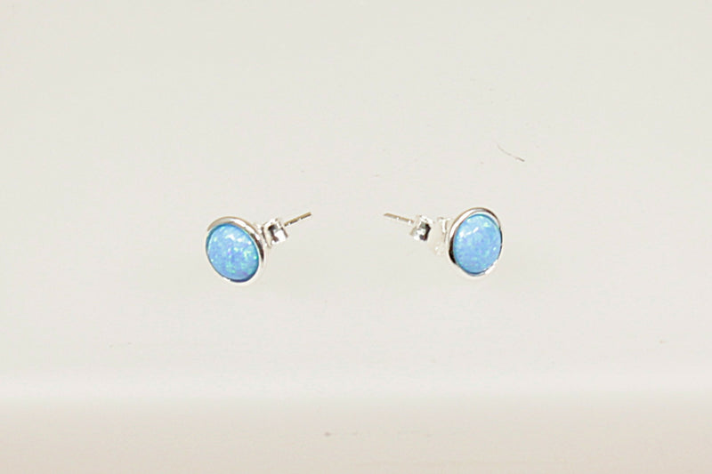 Silver & Blue Opal Ear Studs