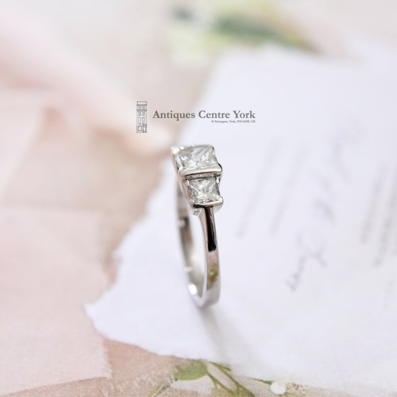 Platinum Princess Cut Diamond 1.45cts Three Stone Ring