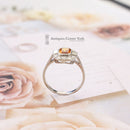 Art Deco Style 18ct White Gold Orange Sapphire & Diamond Cluster