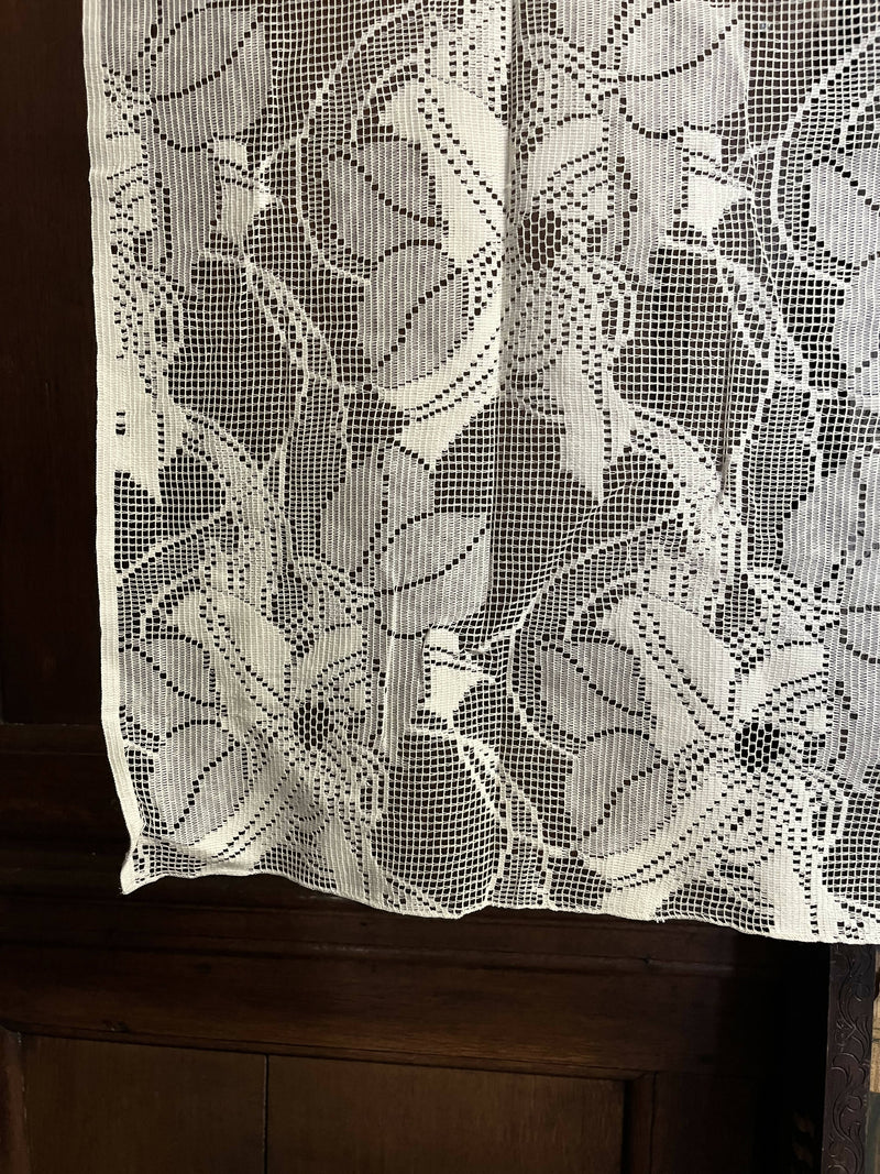 Beautiful Clematis Flower Lace Panelling off the roll sold per metre to finish in Bone 130cms wide