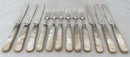 George IV Silver and Carved Mother of Pearl Dessert Knives & Forks for Twelve. Sheffield 1824 - 29, Aaron Hadfield.