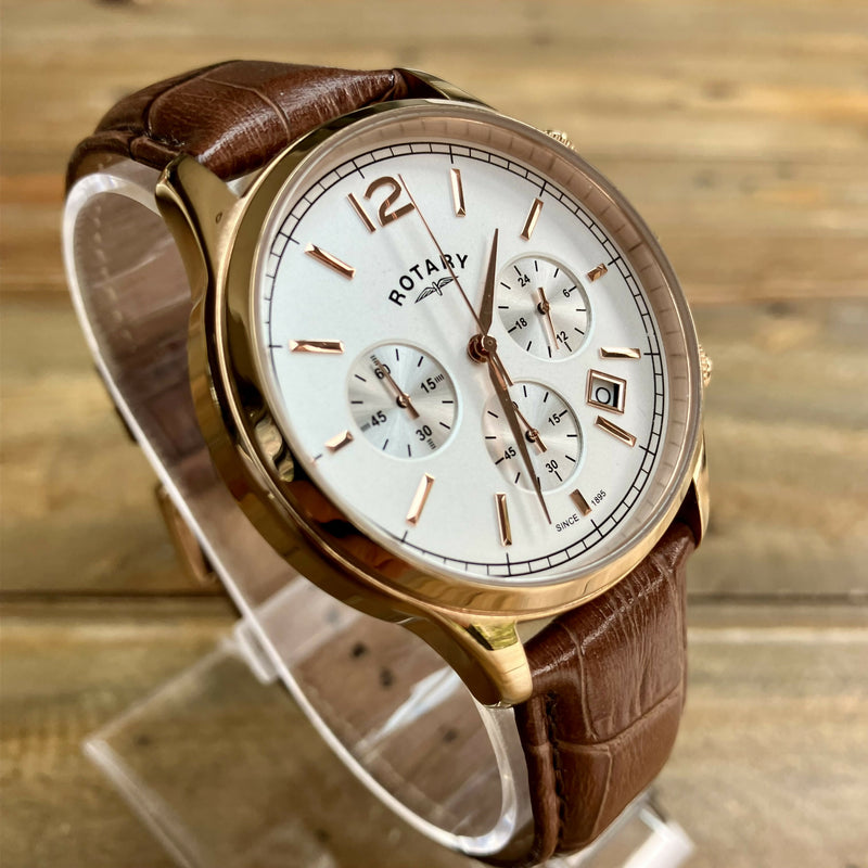 Mens Rotary Chronograph GS00666/06 – White Dial | Original Leather Strap