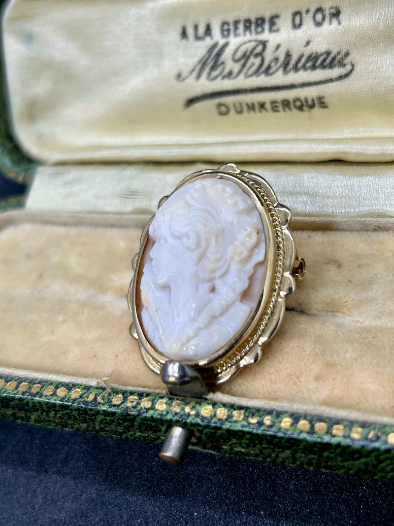 Hallmarked 9ct Yellow Gold Shell Carved Cameo