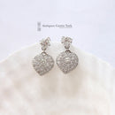 Platinum Diamond Heart Cluster Drop Earrings 1.40ct