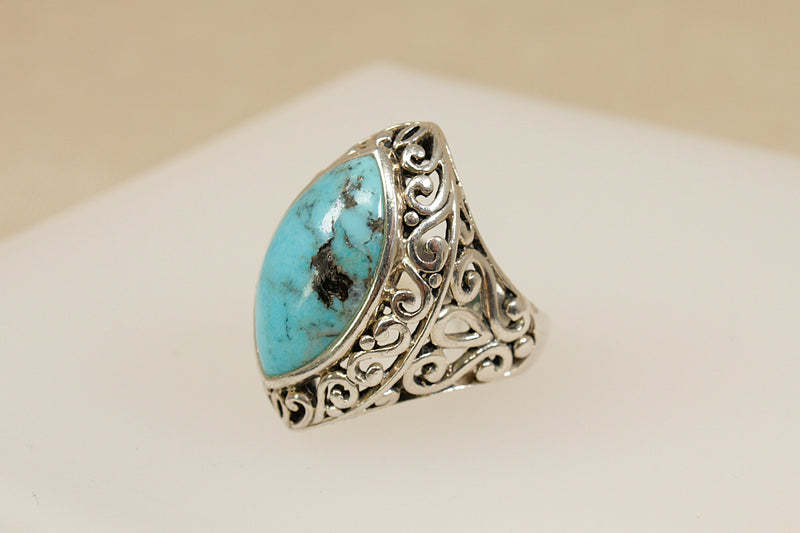 Silver & Large Turquoise Ring