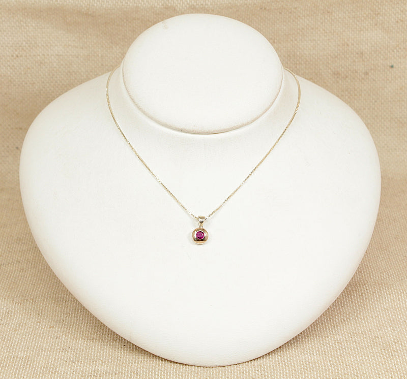 Silver & Gold Ruby Pendant & Chain