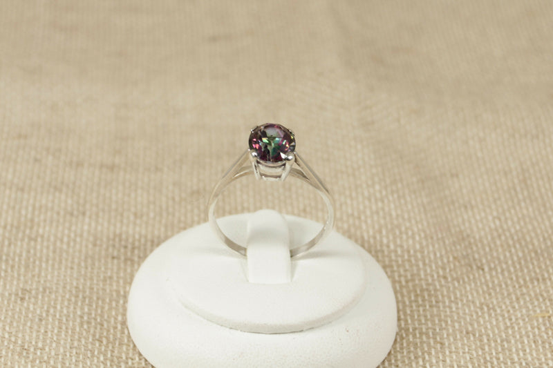 Silver & Mystic Topaz Solitaire Ring