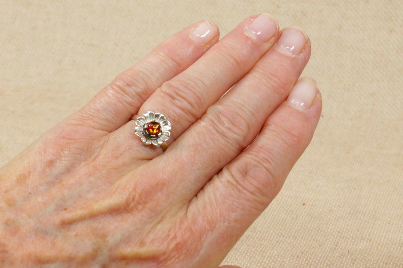 Silver & Amber Ring