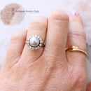 Vintage Platinum Southsea Pearl & Diamond Cluster Ring