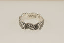 Silver Decorative Posy Ring with French Love Inscription