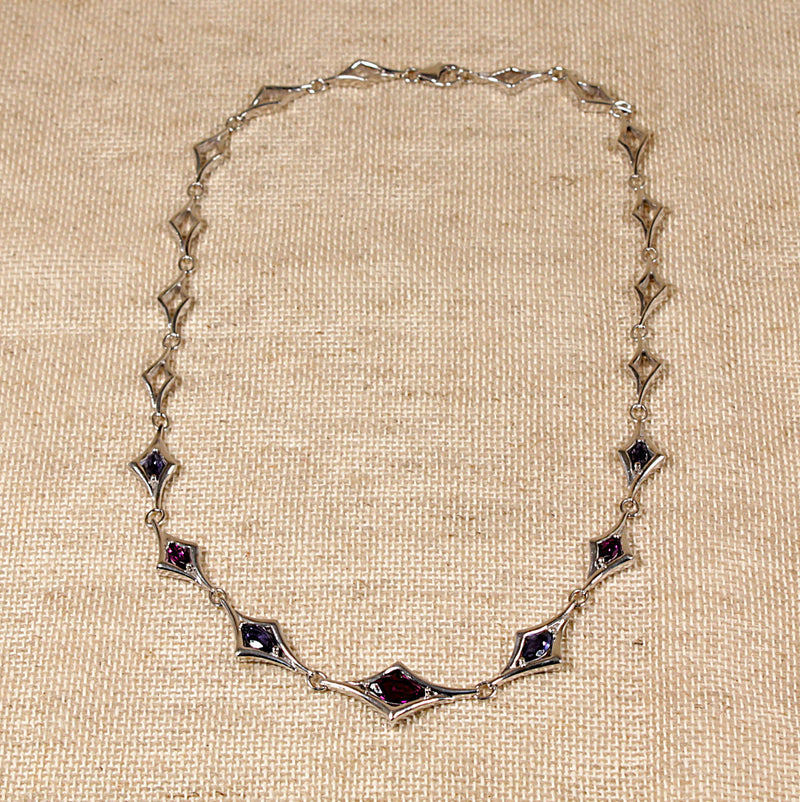 Silver, Amethyst and Blue Iolite Necklace