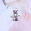 Art Deco Platinum Pink Sapphire & Diamond Ring