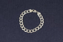 Silver Flat Curb Link Bracelet with Lobster Clasp