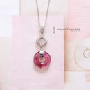 18ct White Gold Pink Tourmaline & Diamond Pendant