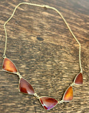 Norwegian Hans Christian Ostrem Sterling Silver Gilt Ox Blood Red & Burnt Orange Enamel Necklace