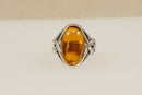 Silver & Amber Celtic Design Ring