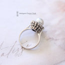 Vintage Platinum Southsea Pearl & Diamond Cluster Ring