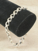 Hefty Silver Flat Curb Link Bracelet with Lobster Clasp