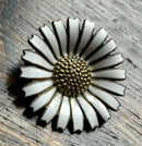 Modern Mid Century Anton Michelson Sterling Silver Gilt Daisy White Enamel Brooch